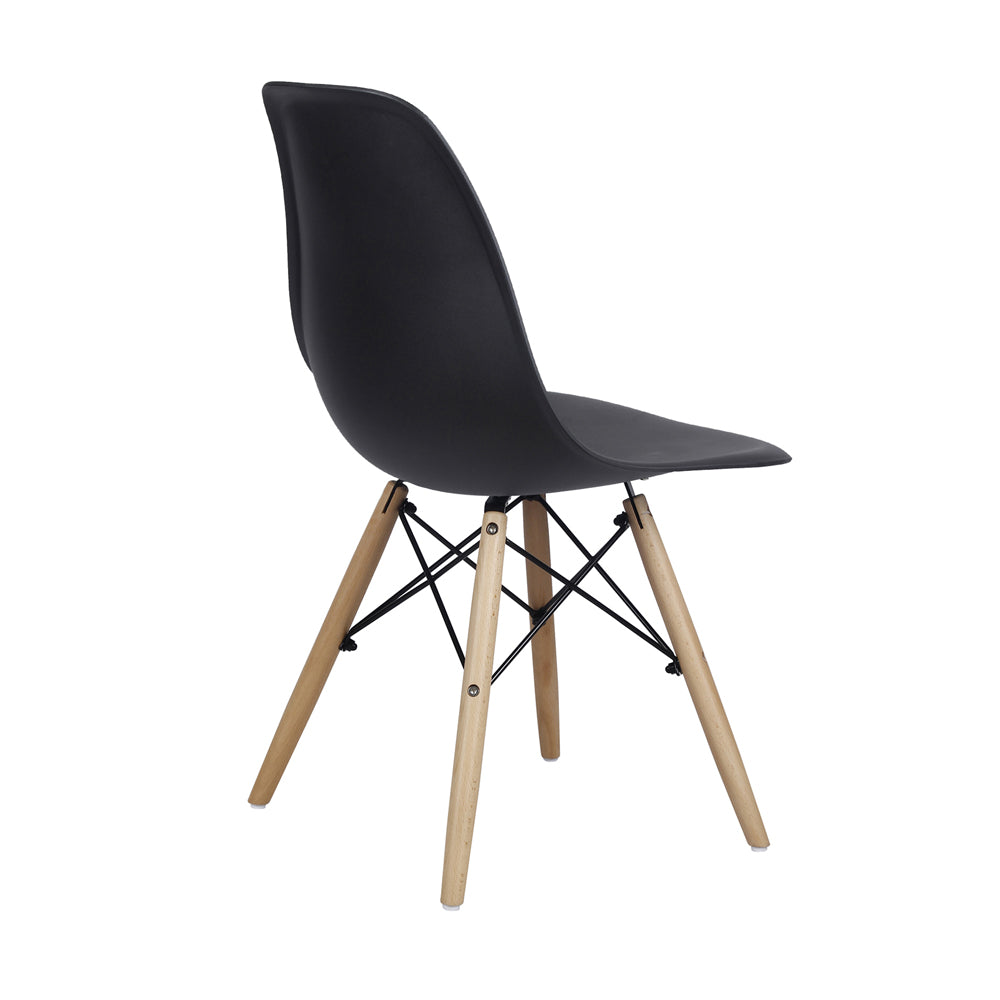 Modern Rectangular Cemented Table with 4 Black Plastic Armless Chairs Sets