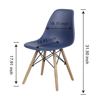 GIA Plastic Armless Chair Wood Legs-Blue