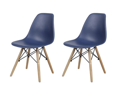 GIA Plastic Armless Chair Wood Legs-Blue