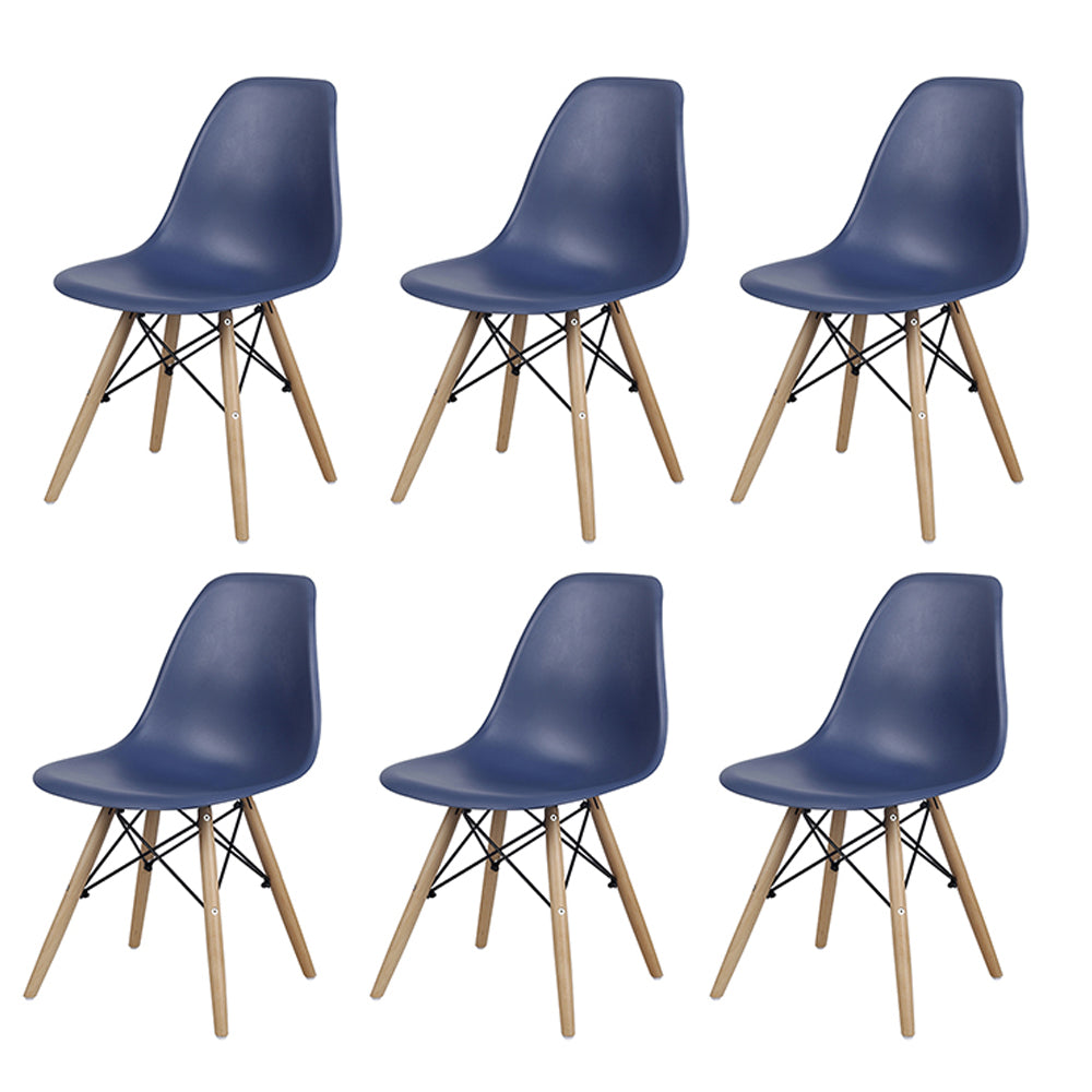 GIA Plastic Armless Chair Wood Legs-Blue