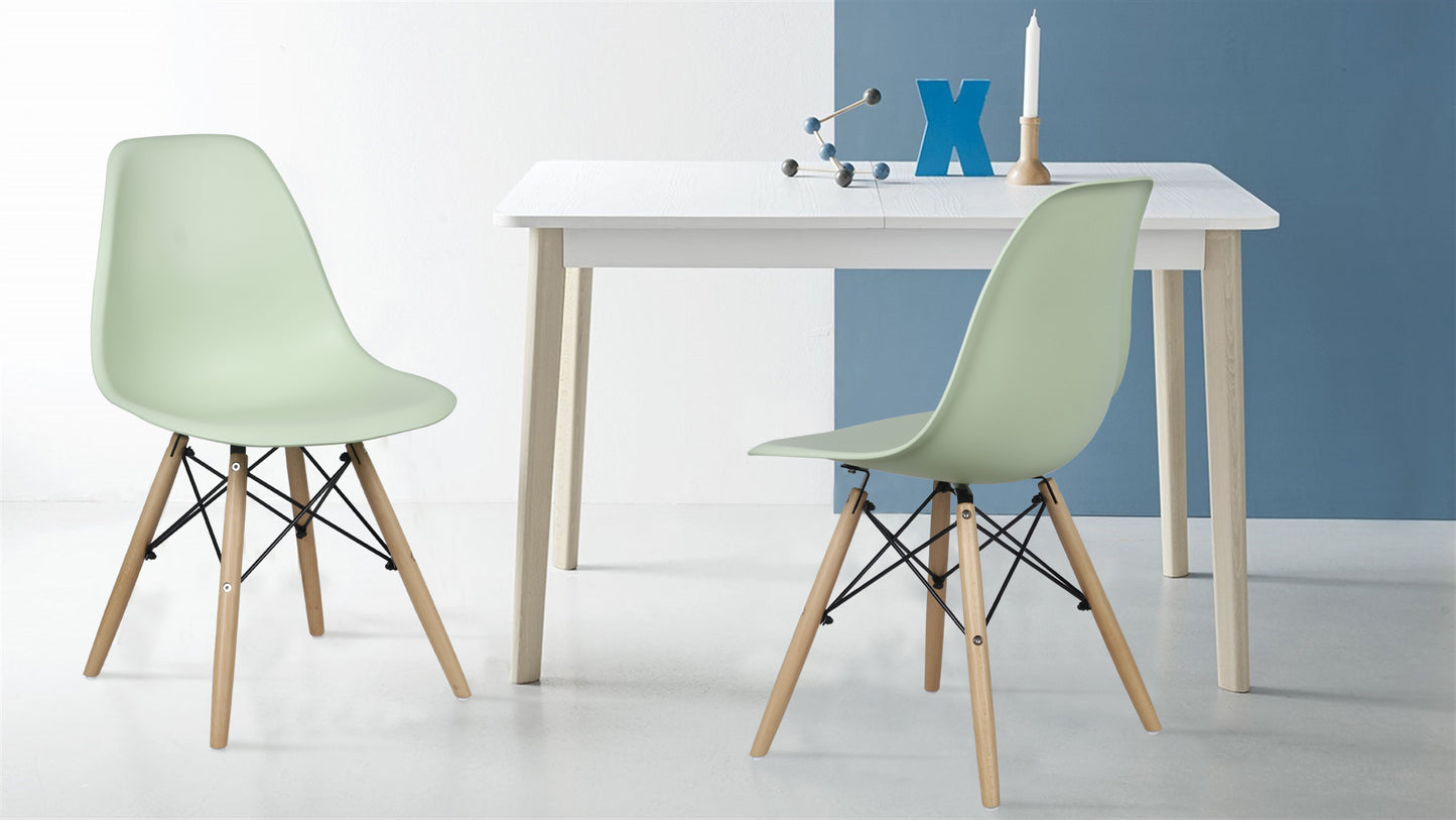 GIA Plastic Armless Chair Wood Legs-Green