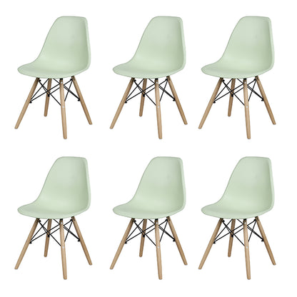 GIA Plastic Armless Chair Wood Legs-Green