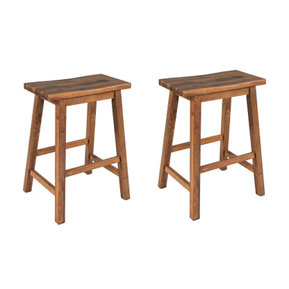 Rustic 2-piece Counter Height Wood Kitchen Dining Stools for Small Places, Walnut