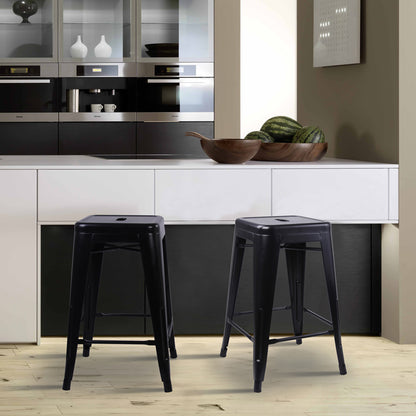 GIA Black 24 Inch Backless Metal Stool