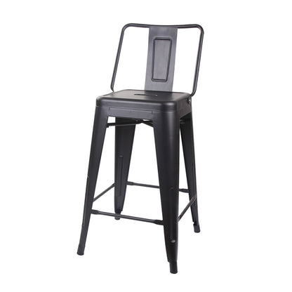 GIA 24 Inches High Back Black Metal Stool