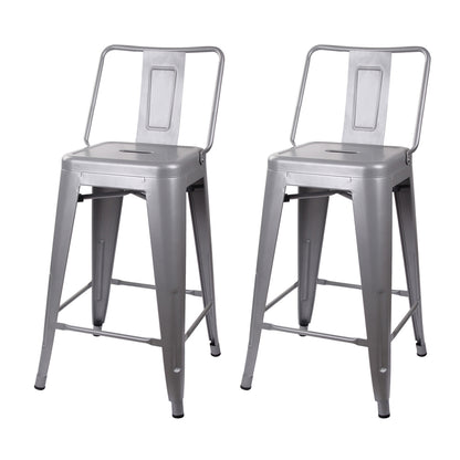 GIA 24 Inches High Back Gray Metal Stool