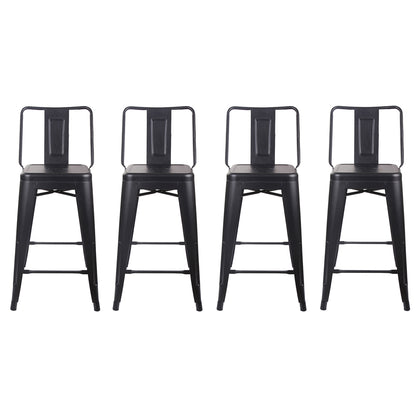 GIA 24 Inches High Back Black Metal Stool