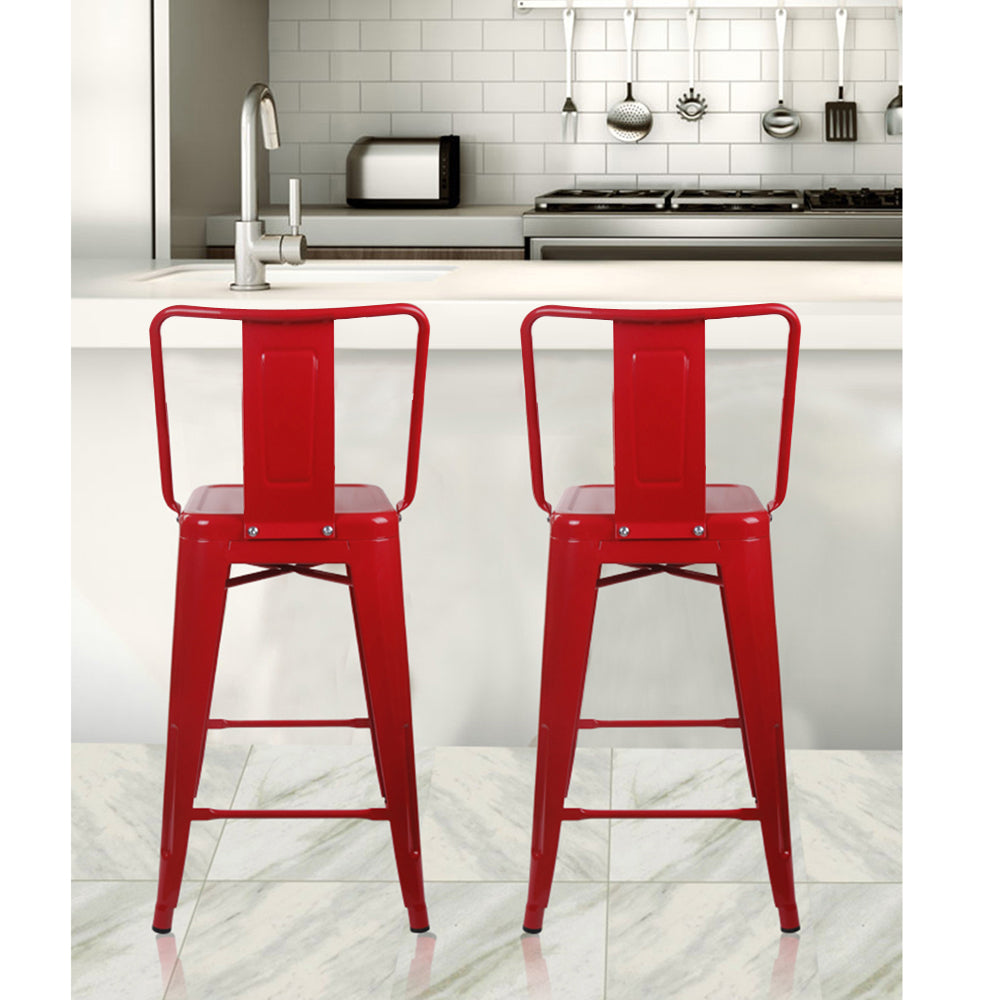 GIA 24 Inches High Back Red Metal Stool