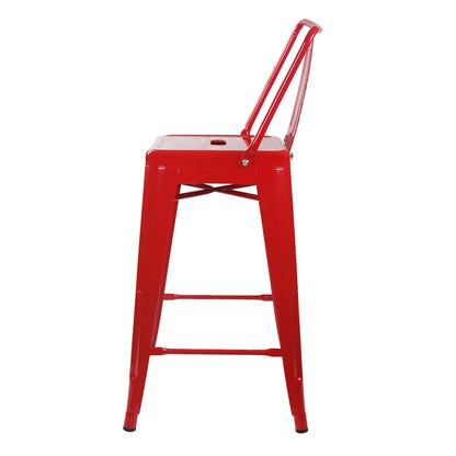 GIA 24 Inches High Back Red Metal Stool