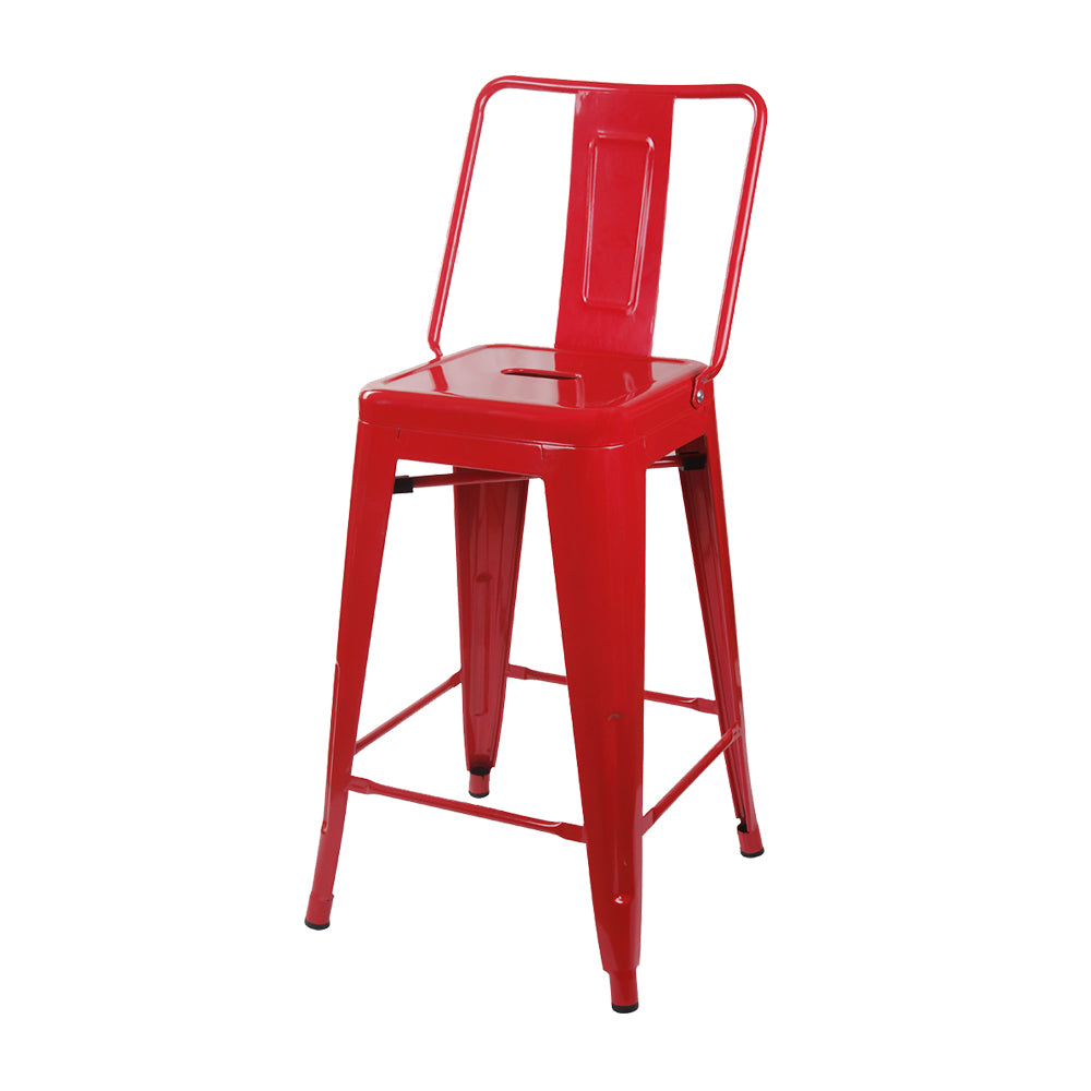 GIA 24 Inches High Back Red Metal Stool