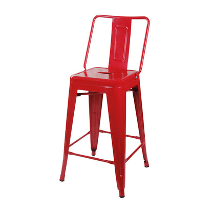 GIA 24 Inches High Back Red Metal Stool