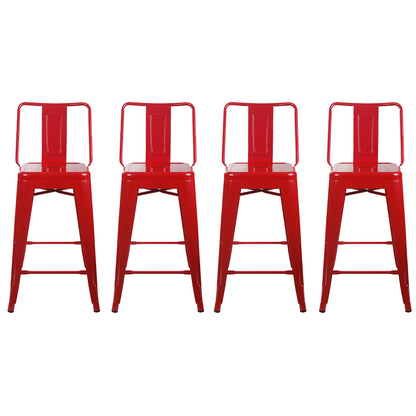 GIA 24 Inches High Back Red Metal Stool