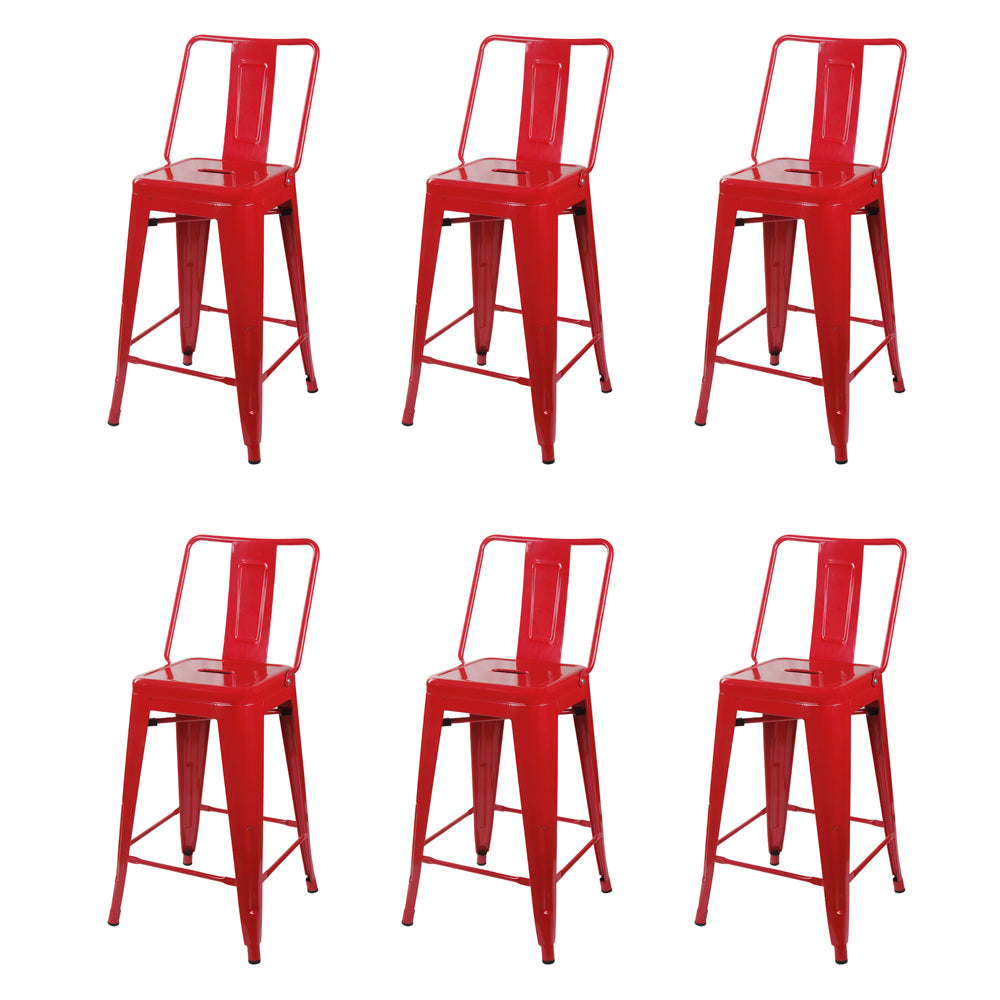 GIA 24 Inches High Back Red Metal Stool