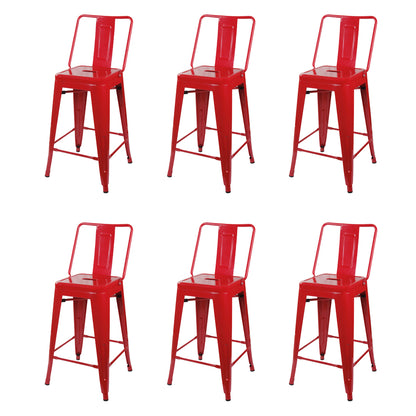 GIA 24 Inches High Back Red Metal Stool