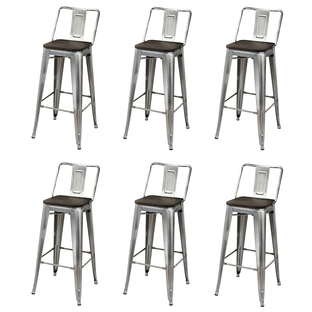 GIA Gunmetal 30 Inch High Back Metal Stool with Wooden