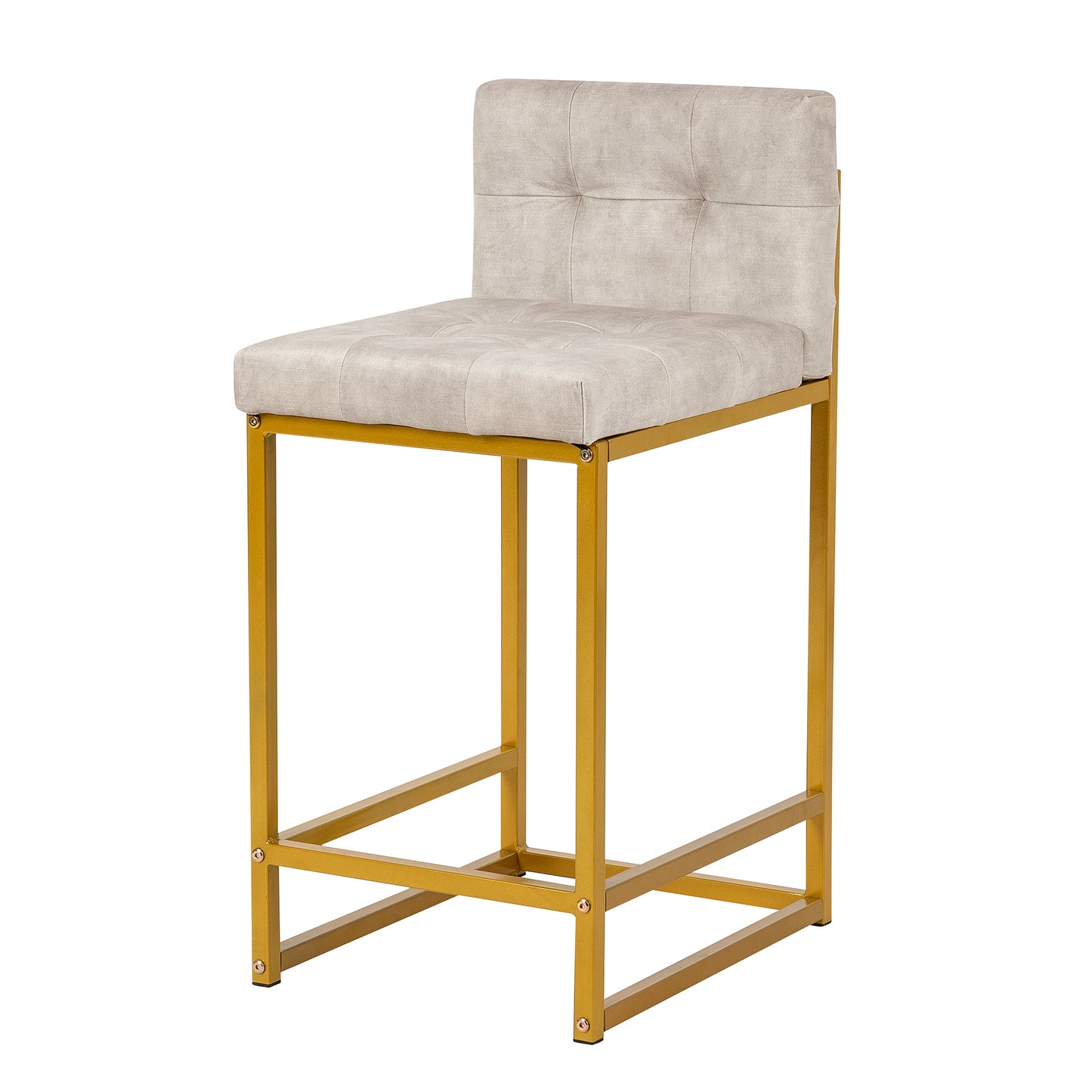 Stainless Steel Upholstered Fabric Counter Stool,Beige