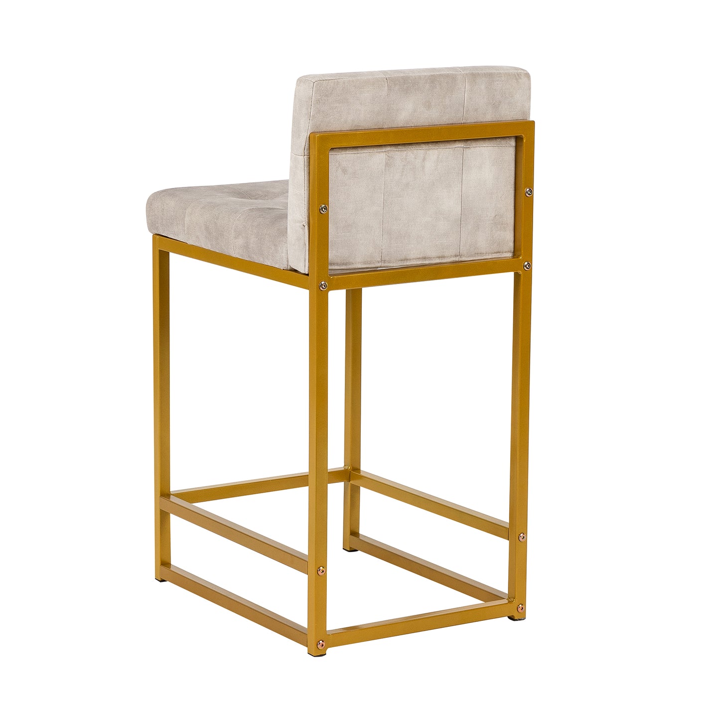 Stainless Steel Upholstered Fabric Counter Stool,Beige