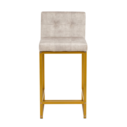 Stainless Steel Upholstered Fabric Counter Stool,Beige