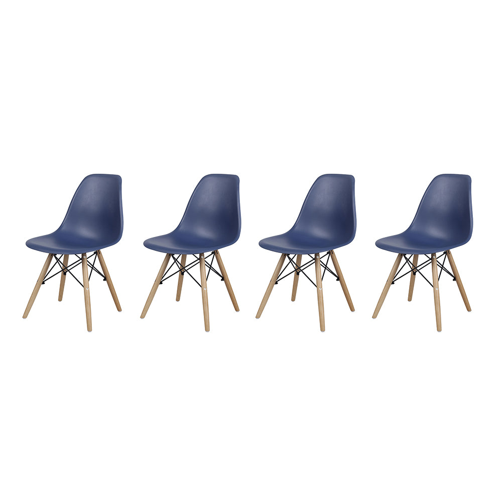 GIA Plastic Armless Chair Wood Legs-Blue