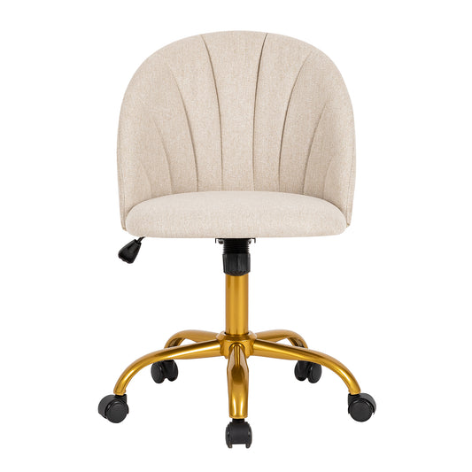Modern Velvet Cute Armless Office Chair-Beige