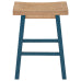 2-piece Counter Height Wood Kitchen Dining Stools for Small Places, Light Walnut+Blue
