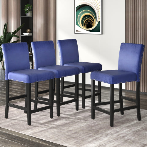 4 Pieces Wooden Counter Height Upholstered Dining Chairs