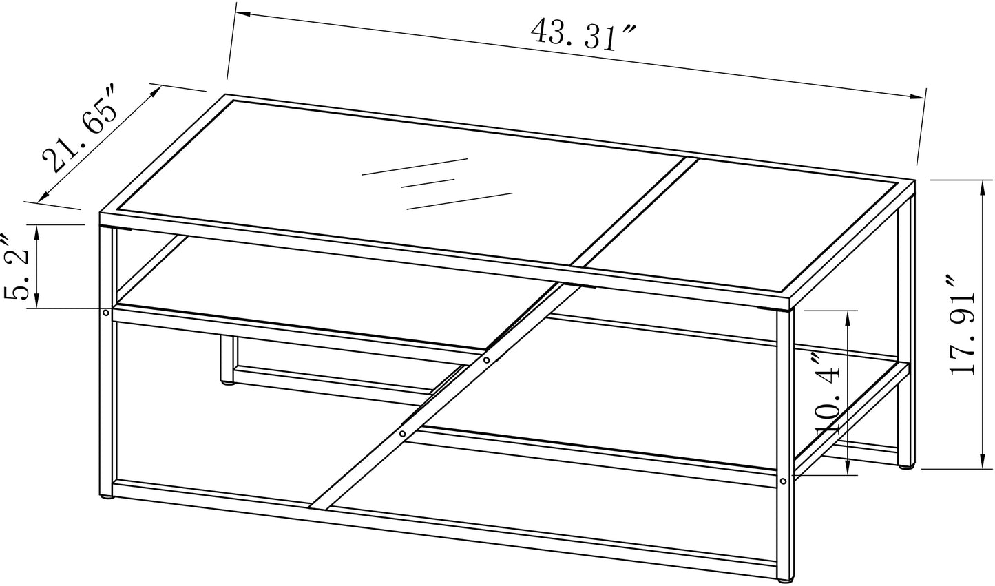 Black Coffee Table with Storage Shelf