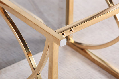 3 Pieces Gold Square Nesting Glass End Tables