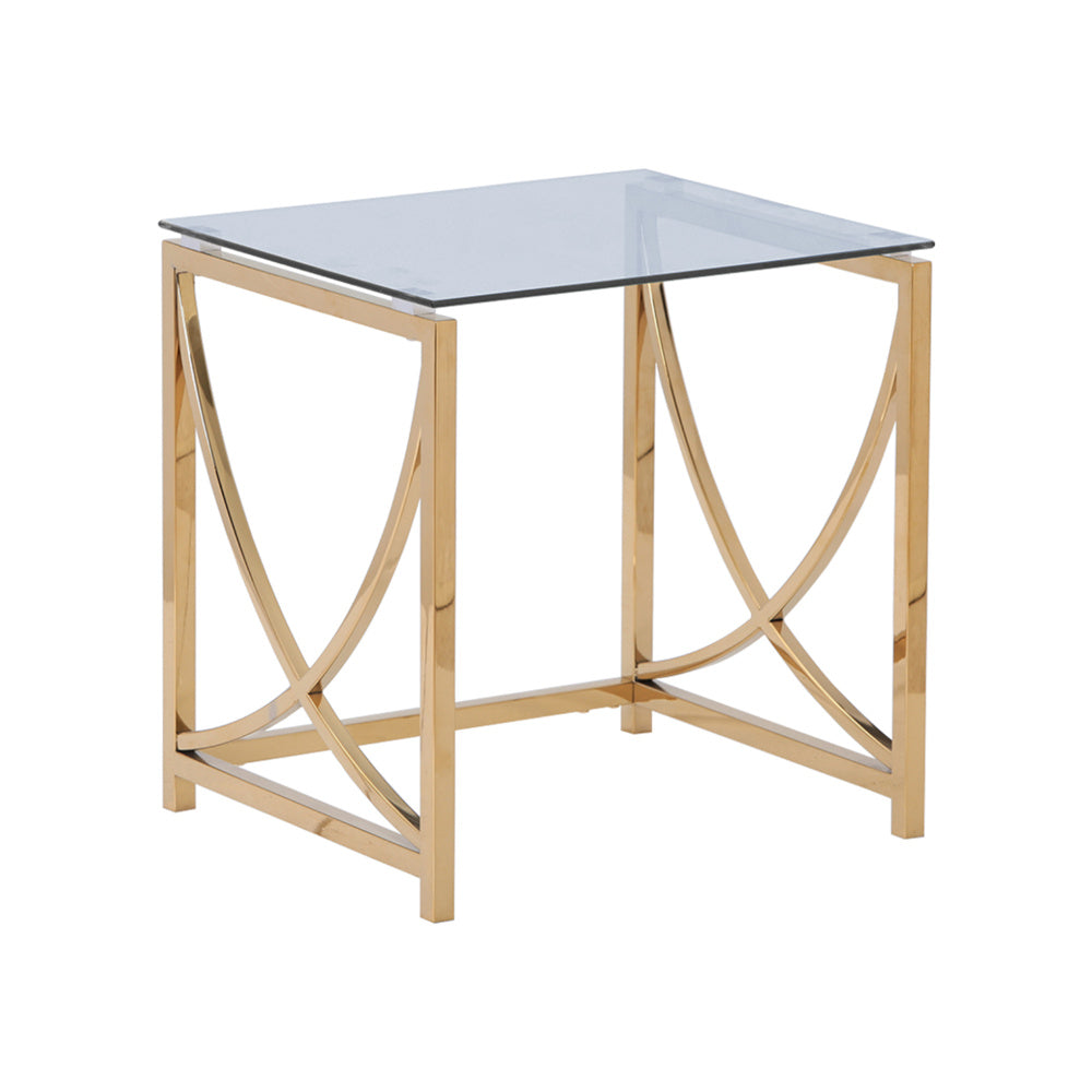 3 Pieces Gold Square Nesting Glass End Tables