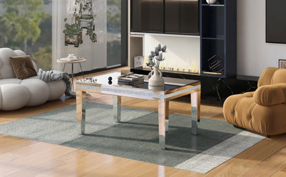 Coffee Table with Crystal Design and Adjustable Height Legs
