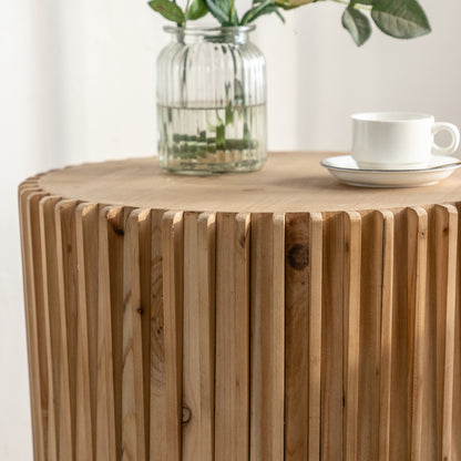Coffee Table with Vertical Texture Relief Design