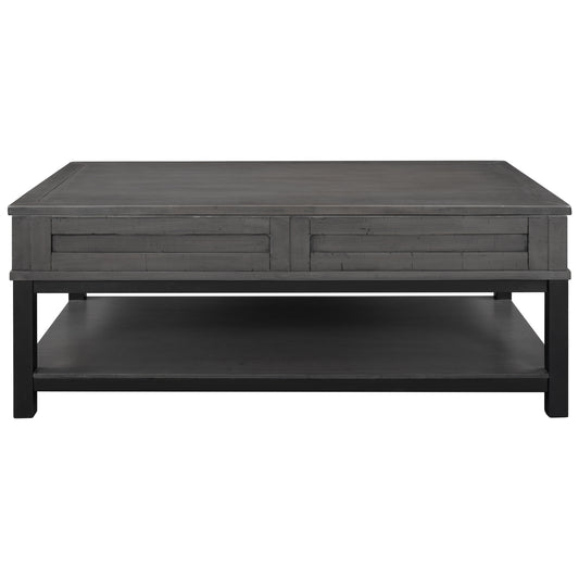 U-style Lift Top Coffee Table with Inner Storage  Space and Shelf