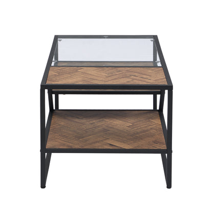 Tempered Glass Coffee Table with Metal Frame for Living Room&Bed Room