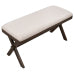 Wood Kitchen Upholstered Dining Bench, Brown+ Beige