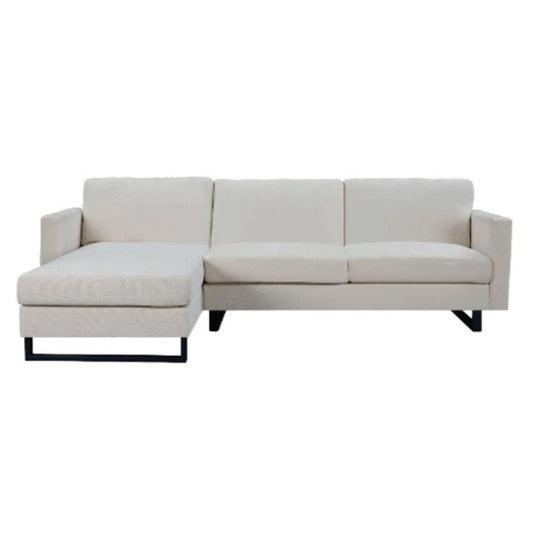 SOFA The best choice products upholstered sectional sofa for families, apartments, dormitories, award rooms, compact space with chaise longue, 3 seats, L-shaped design,  off-white