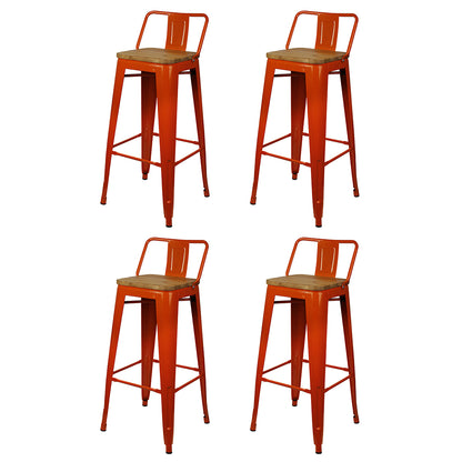 GIA 30 Inch Lowback Orange Metal stool With Wood Seat