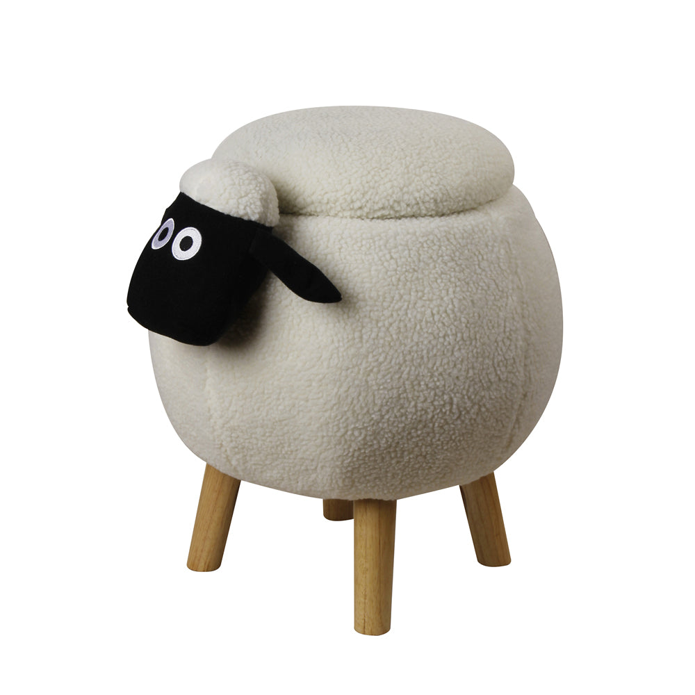 GIA White Sheep Animal Kids Ottoman Stool with Storage