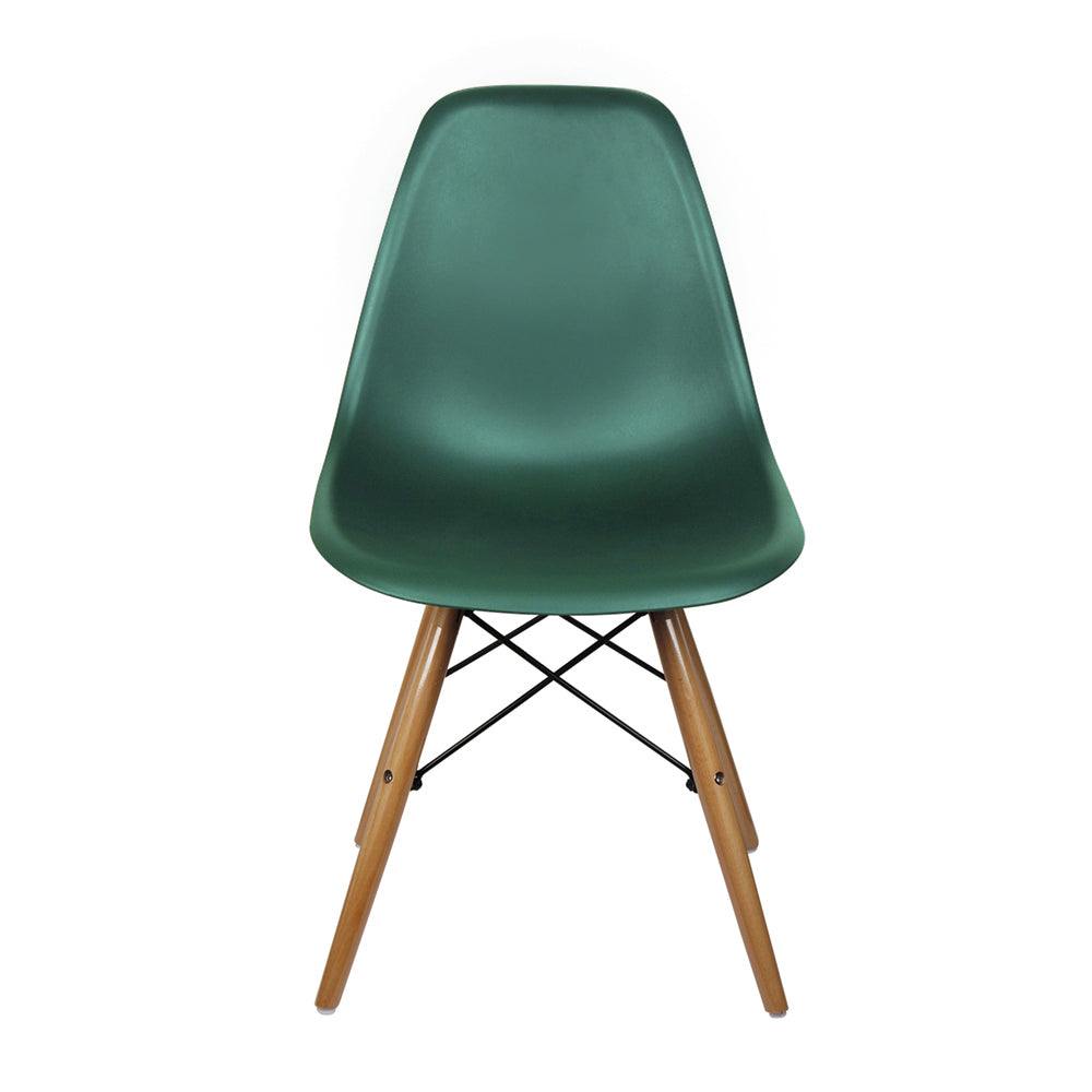 GIA Plastic Armless Chair Wood Legs-Dark Green