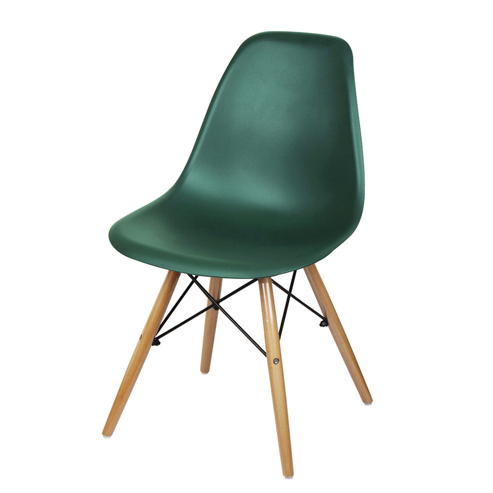 GIA Plastic Armless Chair Wood Legs-Dark Green
