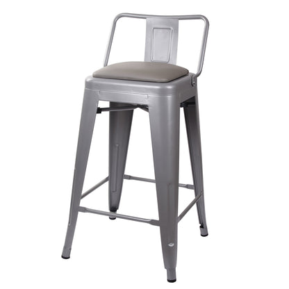 GIA 24 Inch Lowback Gray Stool with Gray PU Seat