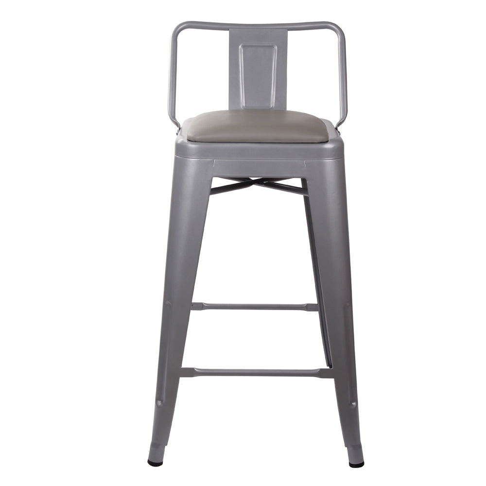 GIA 24 Inch Lowback Gray Stool with Gray PU Seat