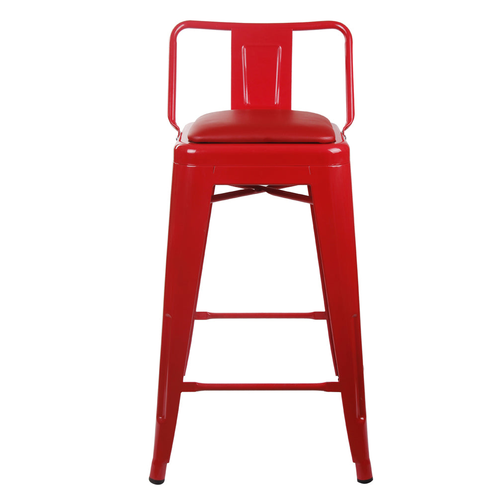 GIA 24 Inch Lowback Red Stool with Red PU Seat