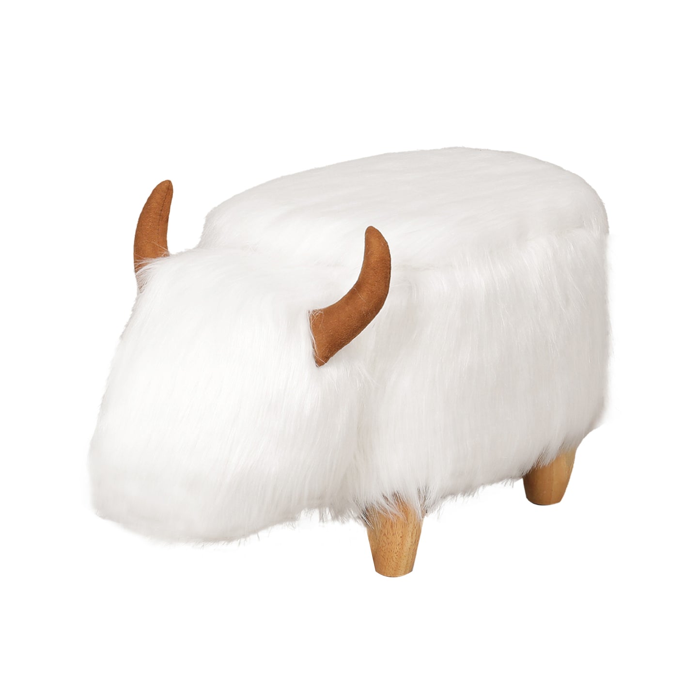 White MacGregor Cow Yak Ottoman Stool with Storage