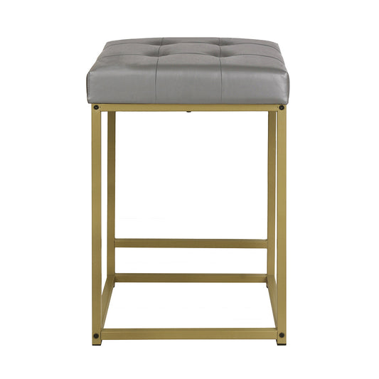 GIA 24 Inch Square Upholstered Bar Stools, Gray Padded Seat