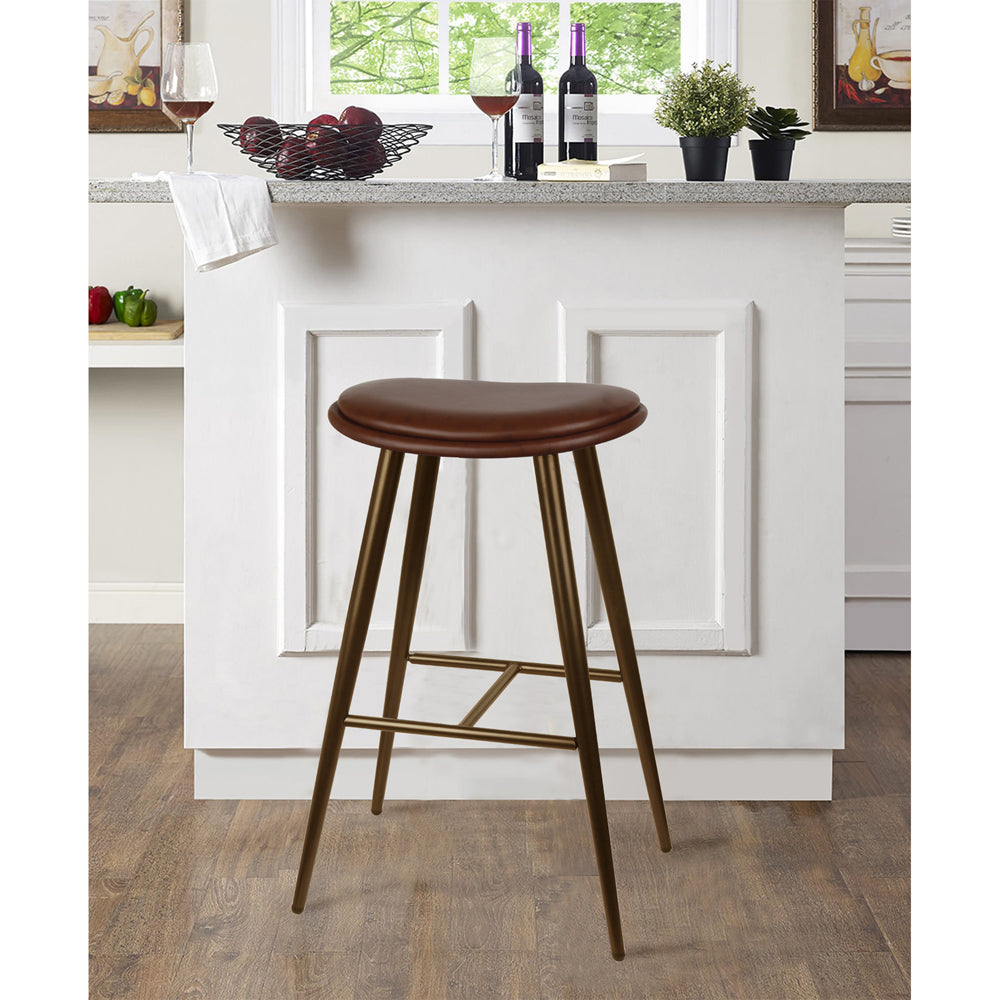 GIA 30 Inch Brown Saddle Seat Bar Stool