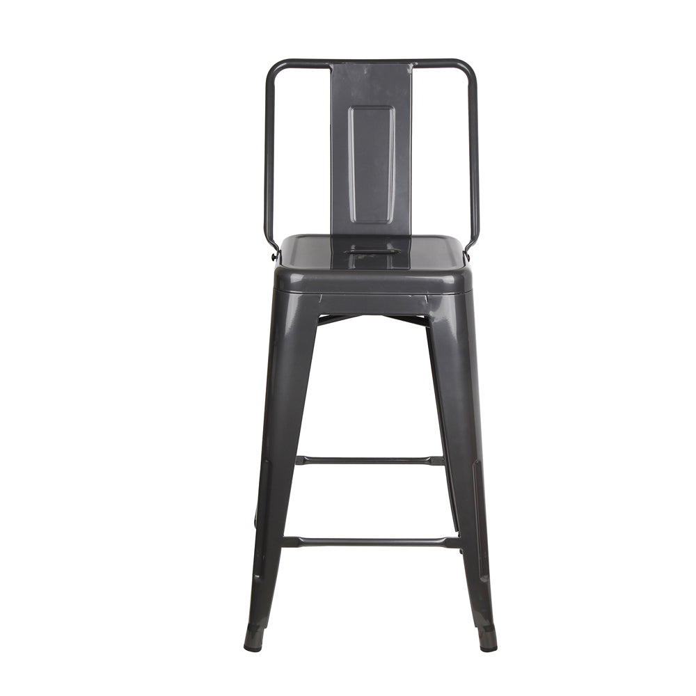 GIA 24 Inches High Back Gungray Metal Stool