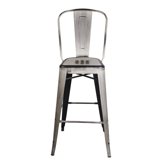 GIA Antique White Metal Bar Stool