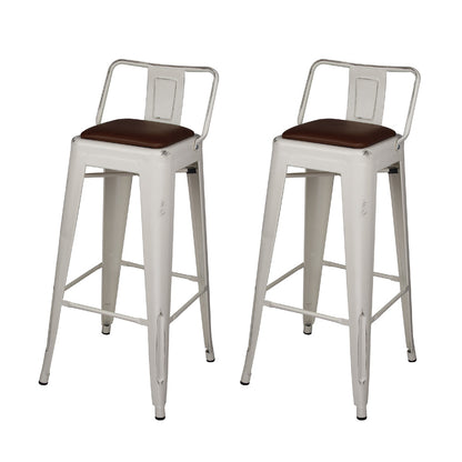 GIA 30 Inch Lowback White Stool with Brown PU Seat