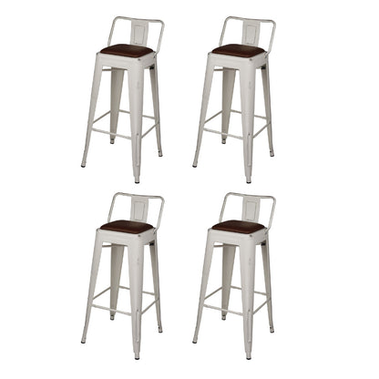 GIA 30 Inch Lowback White Stool with Brown PU Seat