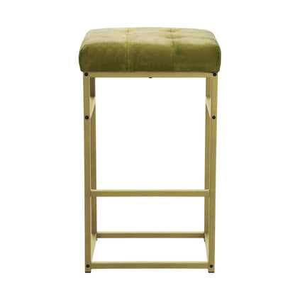 GIA 30 Inches Square Upholstered Bar Stool, Green Velvet